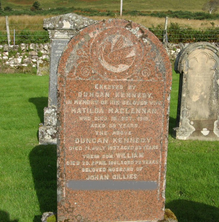 Photo of headstones/Matilda MacLennan d1919 hdstn Applecross